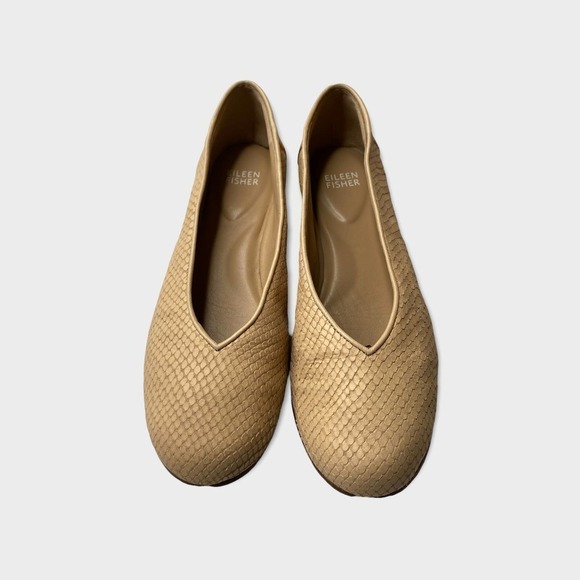 Eileen Fisher Shoes - 𝅺eileen Fisher Rosewater Patch 1 Snake-Embossed Ballerina Flats Size 7